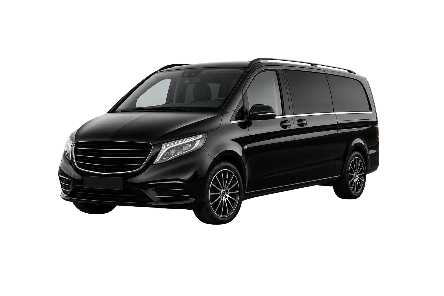Black executive luxury van with a refined finish
